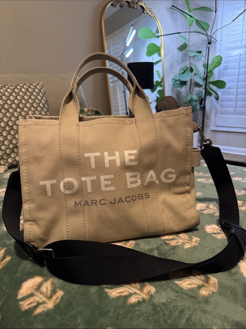 Marc Jacobs Canvas Tote in Beige with Black Strap